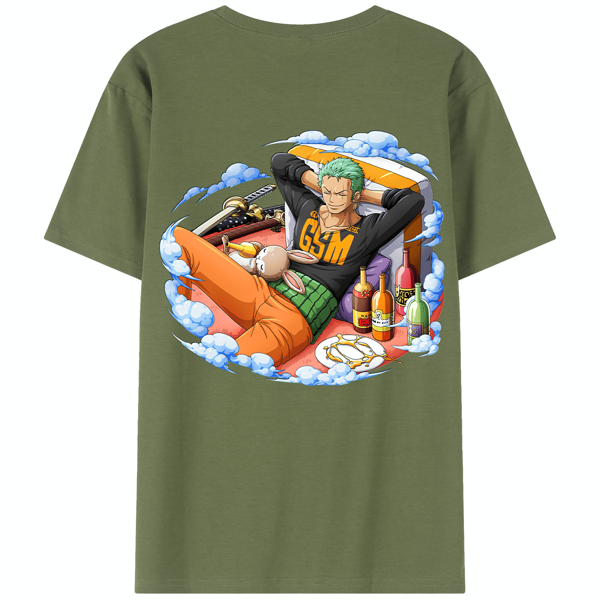 ワンピース ロロノア・ゾロ ONE PIECE Roronoa Zoro 綿100％半袖Tシャツ（背面プリント）
